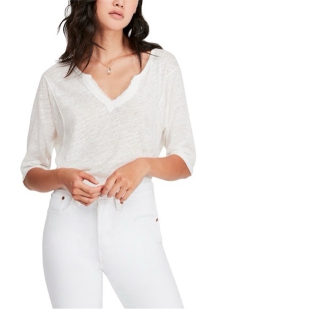 Free People We The Free Head In The Clouds Top Womens Large Washed Stripe White - Picture 4 of 12